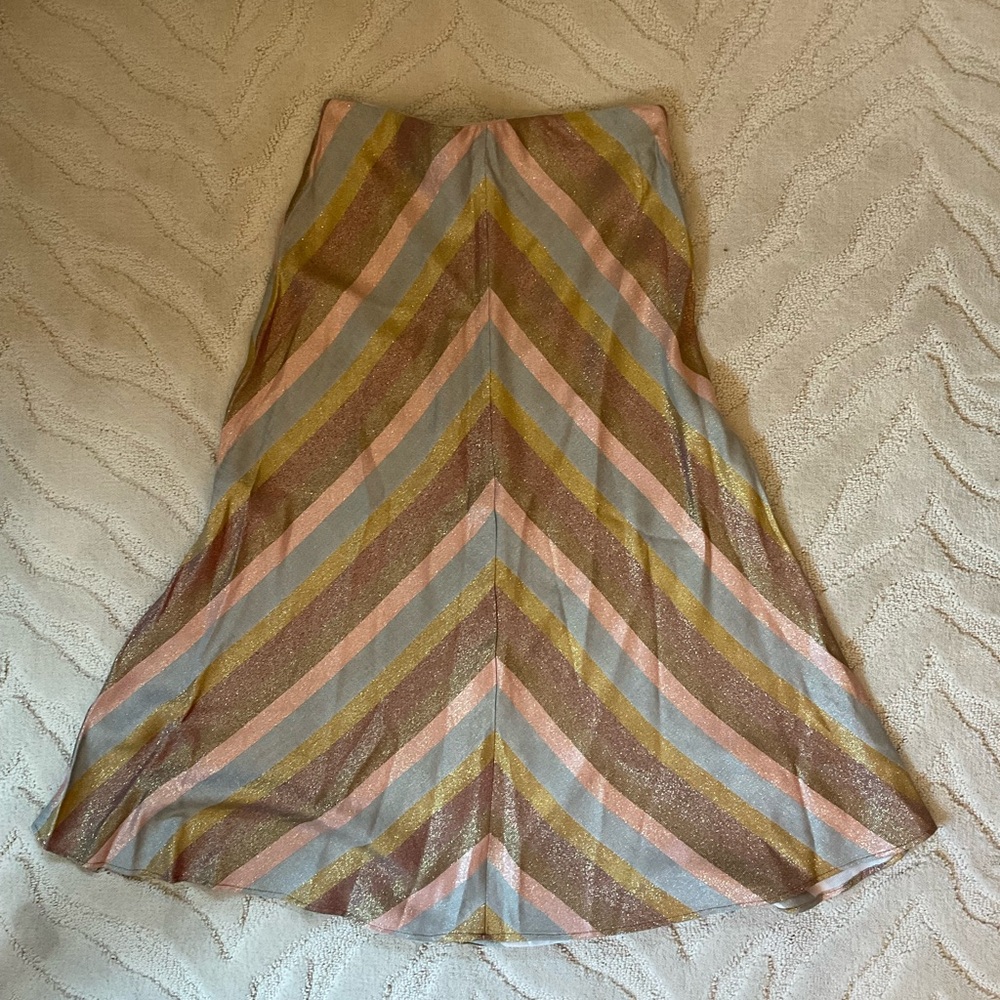 Zara Sparkly Arrow-Stripe Multicolor Midi Skirt- Medium